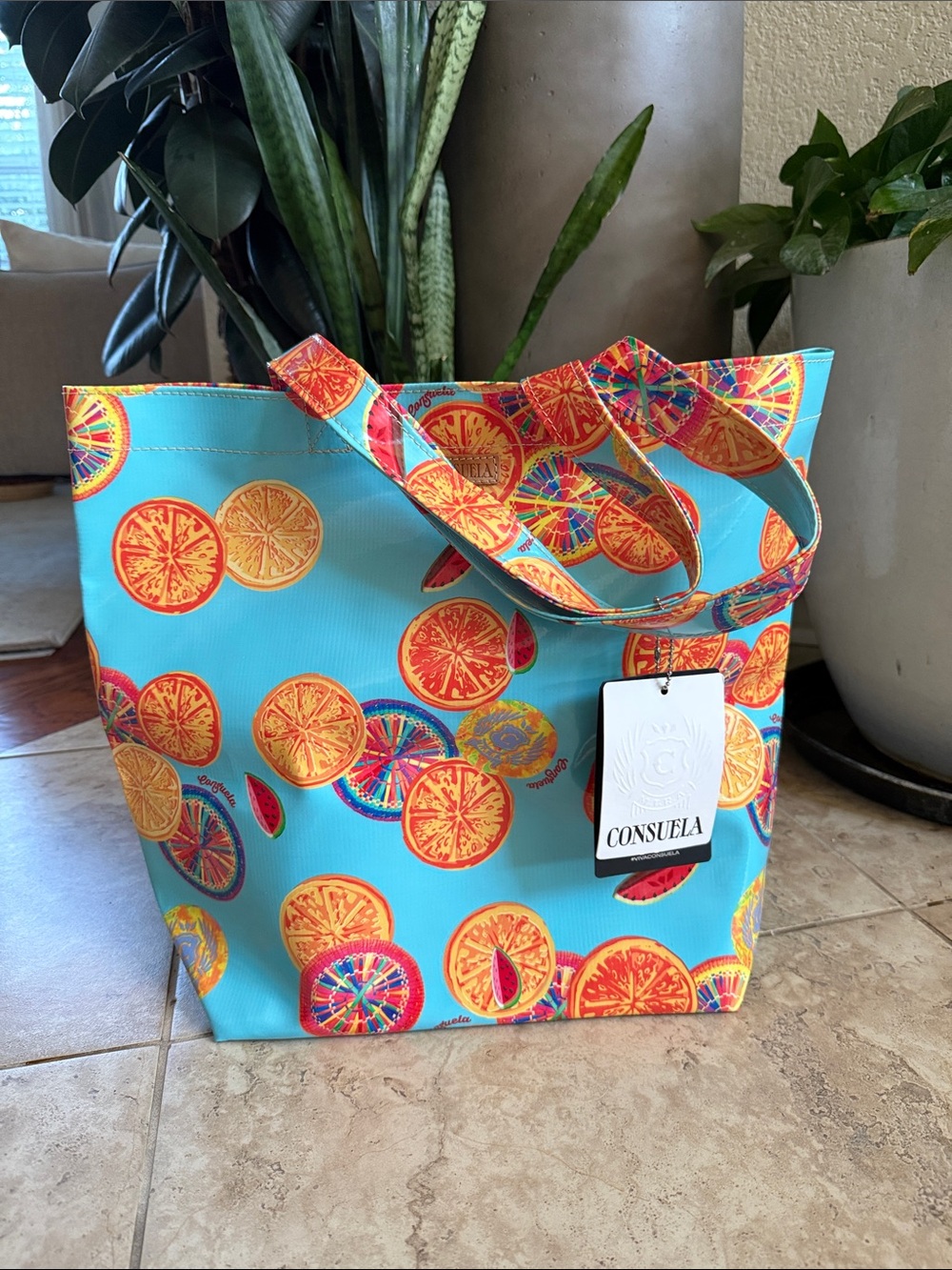 BRAND NEW Consuela Turquoise Citrus Slice Tote